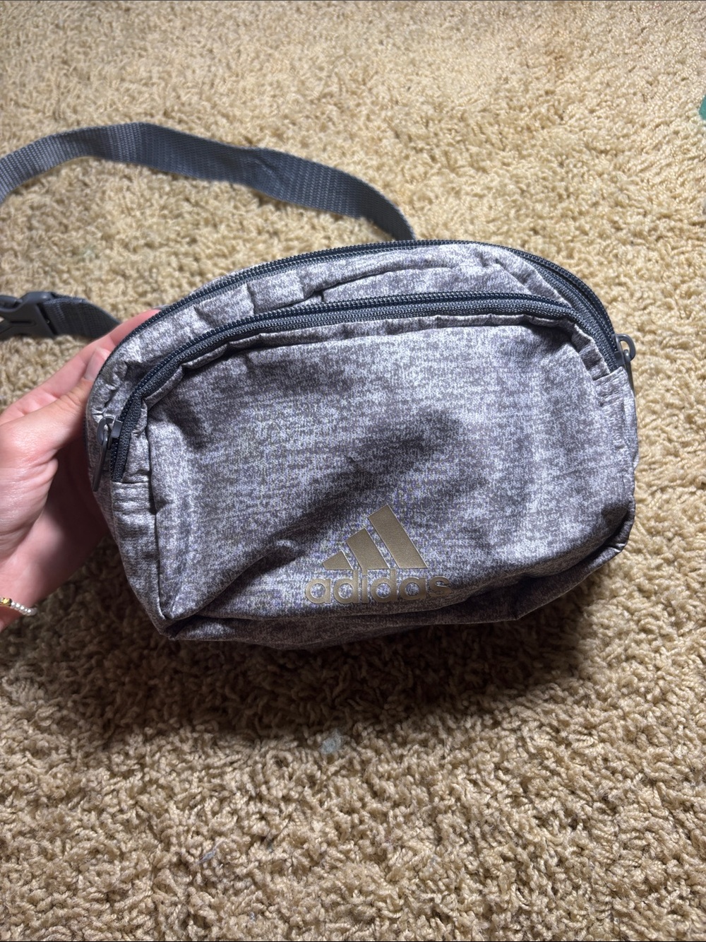 adidas Gray Heather Belt Bag with Front Zip Pocket